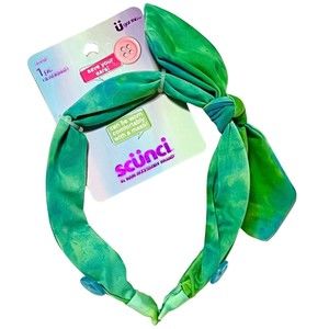 Scunci 1 Piece Headband Green & Blue Tie Dye w/ Buttons For Face Mask